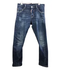 良品/DSQUARED2 ディースクエアード/ダメージ加工 ストレートデニムパンツ サイズ42 ブルー メンズ/FB3144