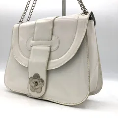 マリークワント デイジー エナメル チェーンショルダーバッグ ホワイト 白 中古