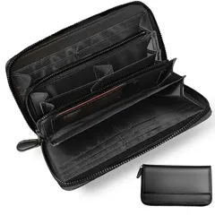 【新品】 [INSPNALL] 財布 メンズ 長財布 コンパクト 【4分割の小銭入れ/キー収納】本革 大容量 日本YKKファスナー 牛革 14枚収納 サイフ 札入れ仕切り IDカード用ポケット付き 通帳ポケット RFIDスキミング防止 一流の革職人が作る  1