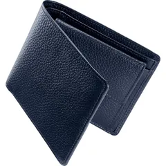 【新品】 [東京下町工房] 二つ折り 財布 本革【至高の日本製】 大容量 ２つ折り カード メンズ たつのレザー 国内生産 シボ革 父の日 (ネイビー) 0