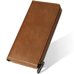 【新品】 [DearMin] 財布 メンズ 極小 L字ファスナー長財布 本革 薄型 大容量 小銭入れ 一流の革職人が作る コンパクトタイプ レディース 男性 ウォレット 牛革 ビジネス スタイリッシュ（ブラウン）