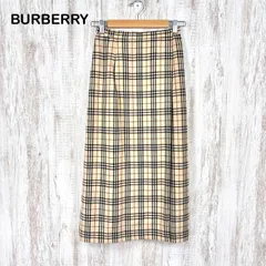 美品 BURBERRY LONDON バーバリーロンドン 定番カラー ベージュ ノバチェック ウールブレンド 巻き ロング タイトスカートのサムネイル