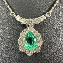 ネックレス Pt850 トップ900 E1.00ct D0.86ct  グリーン シルバー ダイヤモンド エメラルド アクセサリー ファッション小物 小物 レディース