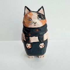 木彫り 猫 置物 オーバーオール オブジェ - メルカリ