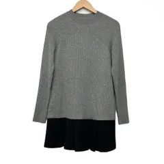 フォクシーニューヨーク ワンピース サイズ40 M レディース美品  - 34651 グレー×黒 クルーネック/長袖/ひざ丈/異素材切替