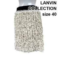 ◆ ランバンコレクション LANVIN COLLECTION フリルスカート ひざ丈 タイト オフホワイト 40 M～L 9号～11号 レディース S6C284