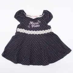 mezzo piano ハートドット ロゴレース付き チュニック風トップス 120cm ピンク ブラック 黒 半袖 Tシャツ 重ね着 キッズ 平成女児 平成レトロ y2k メゾピアノ