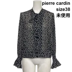 ◇ 未使用 ピエールカルダン pierre cardin クロッキー＆ドットプリント ブラウス 長袖 ボウタイ シアー  38 M 9号 レディース S6C260のサムネイル