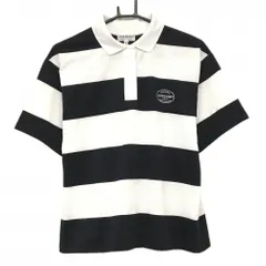 ジャックバニー 半袖ポロシャツ 白×ネイビー ボーダー レディース 2(L) ゴルフウェア 2025年モデル Jack Bunny