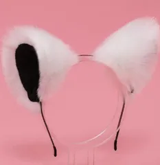 ＜在庫処分＞ヘアバンド 折れ耳 狐耳 白×黒 コスプレ カチューシャ かわいい 仮装 bu1
