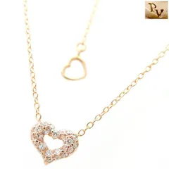 Ponte Vecchio ハート ダイヤモンド ネックレス K18 ピンクゴールド D0.17ct 美品 仕上げ済 ポンテヴェキオ ◆送料込◆質屋-11778のサムネイル