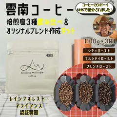 TV紹介農園！「コーヒーカウボーイ」の雲南コーヒー！【 珈琲豆 100g × 3袋 】焙煎度 3種 飲み比べ セット スペシャルティコーヒー  自家焙煎 豆のまま お試し ギフト 贅沢な香りとコク ギフト・プレゼントに最適 珈琲 大人気のサムネイル