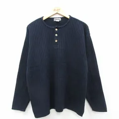 L/古着 エアロポステール 長袖 セーター メンズ 90年代 90s コットン ヘンリーネック 紺 26jan26のサムネイル