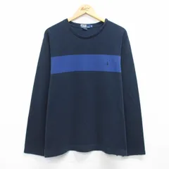 XL/古着 ラルフローレン 長袖 ブランド Tシャツ メンズ 90年代 90s ワンポイントロゴ 大きいサイズ コットン クルーネック 濃紺他 26jan27