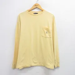 XL/古着 ノーティカ 長袖 ビンテージ Tシャツ メンズ 90年代 90s ワンポイントロゴ 胸ポケット付き 大きいサイズ コットン クルーネック USA製 黄 26jan27