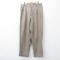 W34/古着 エディーバウアー パンツ メンズ リネン ベージュ他 チェック 26jan27