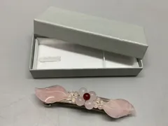 SN1383 バレッタ 髪飾り ヘアアクセサリー ビーズ ピンク 天然石? アンティーク ヴィンテージ 重量18g
