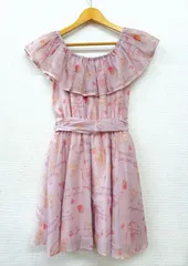 LIZ LISA バレリーナ柄 オフショルダー フレア ミニワンピース Fサイズ リボン付き 平成ギャル 姫系 平成レトロ リズリサ