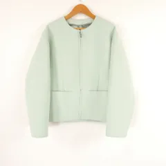 美品 C DE C COUP DE CHANCE クードシャンス 187-45900 ボンデイングフォルムブルゾン 36 S相当 ポリエステル他 ノーカラージャケット ライムグリーン ショート丈 レディース AD1575A39 のサムネイル