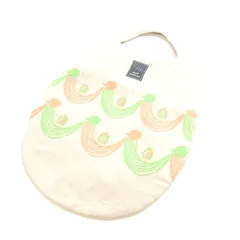 美品 mina perhonen ミナペルホネン twitter eggbag ハンドバッグ リネン100% エッグ テキスタイル刺繍 手提げ 鞄 北欧 AU3977 
