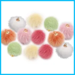 【新着商品】チャーム ペンダント ポンポン ふわふわ 15mm アクセサリーパーツ カン付き DIY 6色36個セット 手芸材料 ファーボール ピアスパーツ