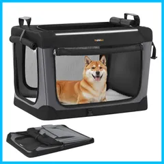 【特価セール】ブラック 76.2×53.4×53.4cm PDC017B01 お出かけや緊急時 車載ドライブ 収納ポケット付き フレームが入った頑丈なソフトタイプ 25kgまで 大型猫 中型犬 臭気がない 通気性 持ち運び便利 折りたたみ キャリーケース 猫のサムネイル