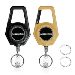 【新着商品】釣り ハイキング キャンプ ズボンにつけるメンズ 登山アウトドア用 キーリング吊り下げ名札 紛失防止 リールクリップ 頑丈 金属ワイヤー 多機能のびるキーチェーン 70cm伸縮 伸びるキーホルダー[2個セット]カラビナリール [XinYeeRon]