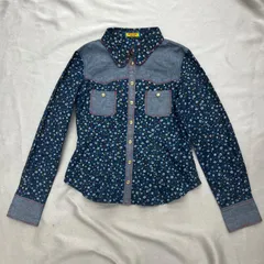 BETTY'S BLUE　べティーズブルー　デニムシャツ　SHINJI ABE  トップス　平成レトロ　90's 2000年代　青　ブルー　花柄　フラワー　長袖　レディースのサムネイル