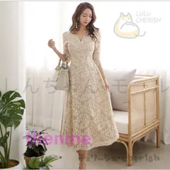 パーティードレス 袖あり結婚式 ドレス レース ワンピース ロング丈 フォーマルドレス 上品 大きいサイズ お呼ばれ 二次会 同窓会 服 着痩