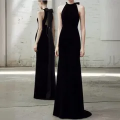 【新品?未使用】 カラードレス ロングドレス 演奏会 パーティードレス 赤 ベルベット ウェディングドレス ホルターネック 発表会 二次会 披