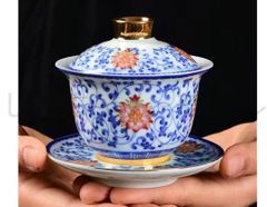 西晴雲 絵付「銘々皿」5枚組 共箱付（倉敷名産・酒津焼 / 斉白石ゆかり