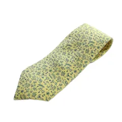 エルメス HERMES ネクタイ レギュラータイ 絹 シルク ロゴ 総柄 黄 イエロー ■GY17 /MQ ■OH