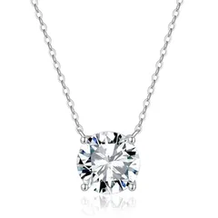 [ICEVIA] モアサナイト ネックレス ラウンド型 ハート型 6.5-10mm シルバー ゴールド レディース 一粒ダイヤ Dカラー VVS1 シルバー925 金属アレルギー対応 人工ダイヤモンド アクセサリー 人気記念日 プレゼント ギフト 女性 普 1