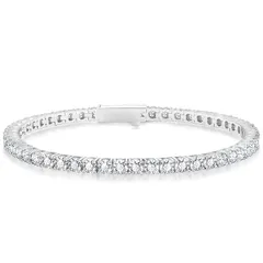 KRKC&CO テニスブレスレット ジルコニア メンズ ブレスレット 3/4mm 金属アレルギー対応 CZダイヤ ホワイトゴールドメッキ キラキラ 腕輪 ヒップホップ B系 ストリート アクセサリー 男女兼用 ギフト (3mm-ホワイトゴールド, 19cm 1