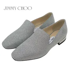 ジミーチュウ JIMMY CHOO フラットシューズ 靴 シューズ レザー シルバー スリッポン ローファー ラメ