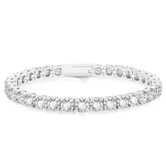 KRKC&CO テニスブレスレット ジルコニア メンズ ブレスレット 5mm 金属アレルギー対応 CZダイヤ ホワイトゴールドメッキ キラキラ 腕輪 ヒップホップ B系 ストリート アクセサリー 男女兼用 ギフト (5mm-ホワイトゴールド, 16.5cm 0