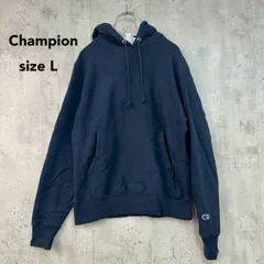 Champion チャンピオン リバースウィーブ スウェット パーカー ネイビー 紺 REVERSE WEAVE S101 トレーナー プルオーバー 目付き 目あり ワンポイント ロゴ 刺繍 ヘビーウェイト 肉厚 太アーム Lサイズ ★ ◆■
