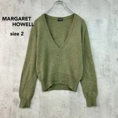 MARGARET HOWELL マーガレットハウエル カシミヤ100% Vネック ニット セーター グリーン 緑 英国製 イングランド製 ENGLAND トップス プルオーバー 高級素材 上質 ベーシック サイズ2 ★ ◆■