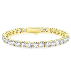 KRKC&CO テニスブレスレット ジルコニア メンズ ブレスレット 5mm 金属アレルギー対応 CZダイヤ ホワイトゴールドメッキ キラキラ 腕輪 ヒップホップ B系 ストリート アクセサリー 男女兼用 ギフト (5mm-イエローゴールド, 20.3cm 0