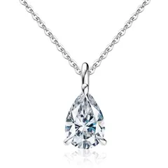 [ICEVIA] モアサナイト ネックレス ラウンド型 ハート型 ウォータードロップ型 6.5-10mm シルバー ゴールド レディース 一粒ダイヤ Dカラー VVS1 シルバー925 金属アレルギー対応 人工ダイヤモンド アクセサリー 人気記念日 プレゼ 0