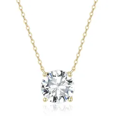 [ICEVIA] モアサナイト ネックレス ラウンド型 ハート型 6.5-10mm シルバー ゴールド レディース 一粒ダイヤ Dカラー VVS1 シルバー925 金属アレルギー対応 人工ダイヤモンド アクセサリー 人気記念日 プレゼント ギフト 女性 普 1