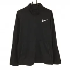 【超美品】ナイキ 長袖ハイネックシャツ 黒 ロゴ白 ハーフジップ DRI-FIT メンズ L ゴルフウェア NIKE