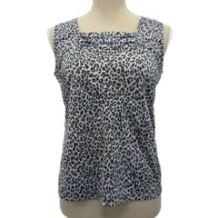 レリアン Leilian 美品 ノースリーブ カットソー ブラウス レオパード柄 グレー 9 約M ■YHS5