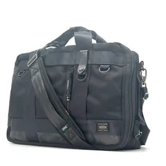 【都市を駆ける黒装備】　PORTER HEAT　ブリーフケース 3WAY ビジネスバッグ リュック PC収納 マグライト付き 新品ショルダーストラップ付属　ブラック