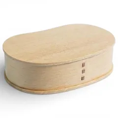 【新品】 J－kitchens 曲げわっぱ 弁当箱 女性 木製 一段 豆型 ナチュラル 17x9x5.5cm 450ml WABI-369148 0のサムネイル