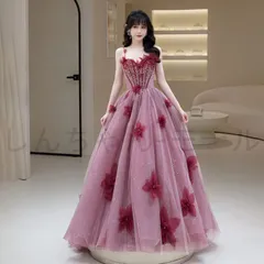 ロングドレス レディース 花 パーティードレス ピアノ発表会 結婚式 フォーマル 卒業式 お呼ばれ ブライズメイド ドレス ドレス 演奏会 二