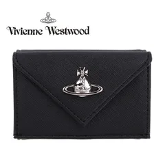 ヴィヴィアンウエスウッド Vivienne Westwood 財布 三つ折り ミニ財布 小銭入れ付き サフィアーノ エンベロープ 折財布 オーブ エコレザー ブラック 5115002EW