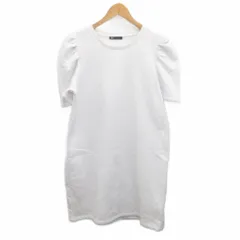 ザラ ZARA ワンピース ひざ丈 スカート 半袖 裏起毛 白 ホワイト L