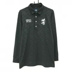 【美品】アドミラル 長袖ポロシャツ 黒 総柄地模様 ロゴ白 裏極微起毛 メンズ LL ゴルフウェア Admiral