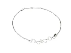 ChristianDior クリスチャンディオール ネックレス シルバー メタル レディース ラインストーン ロゴ ハート 美品